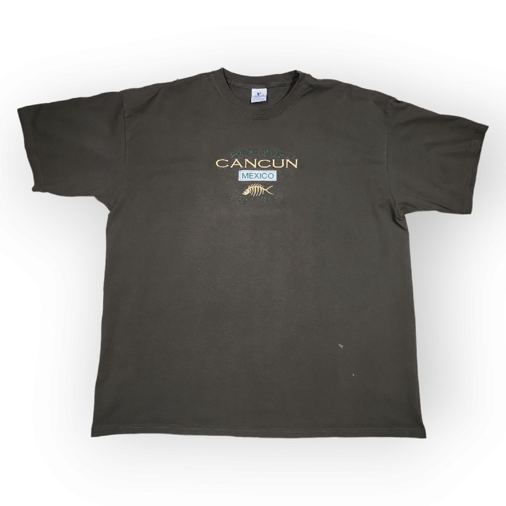 YAZBEK Cancun‎ Mexico Resort Wear Embroidered Dark Green T Shirt 2XL
